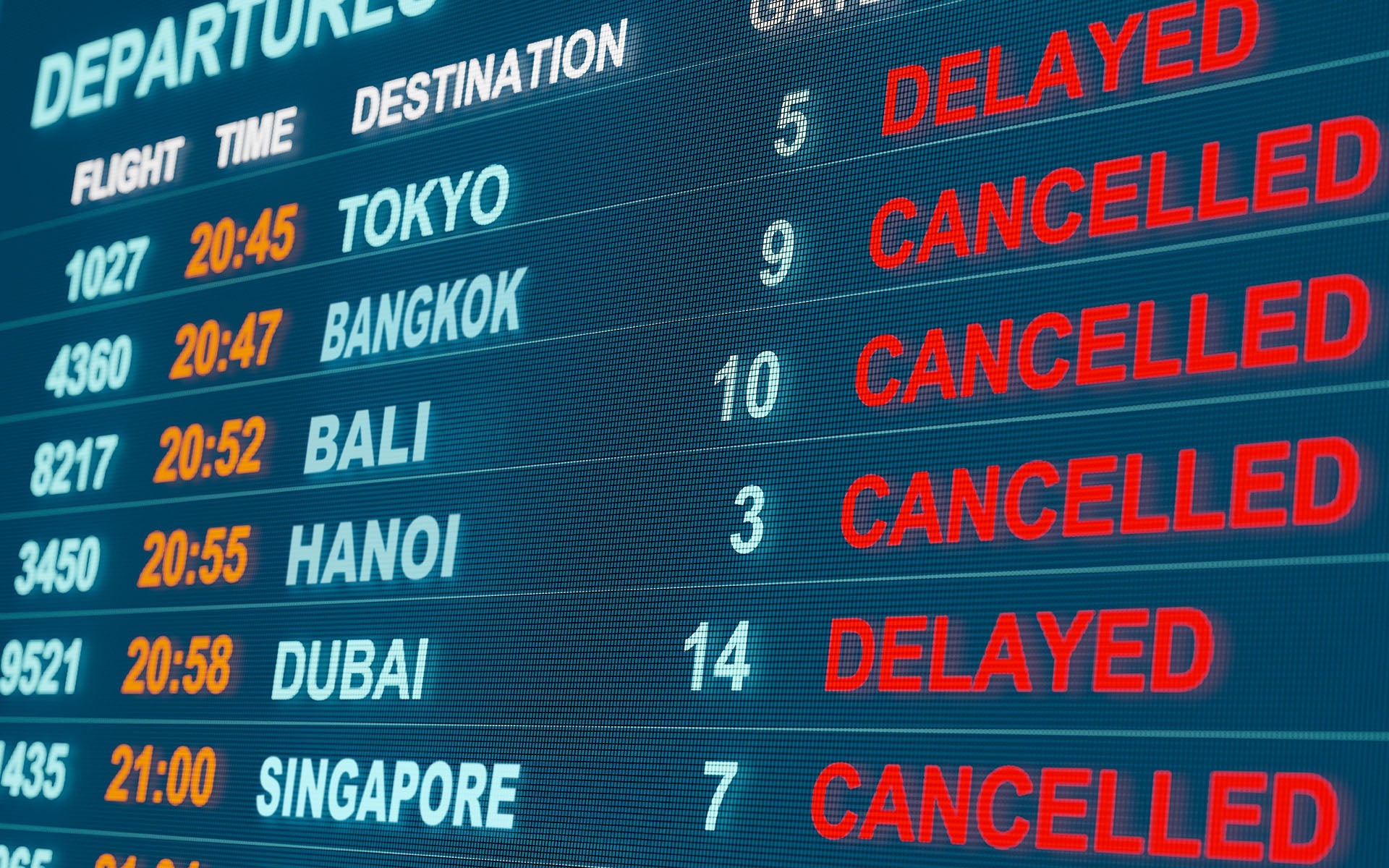 South East Asian flights cancelled